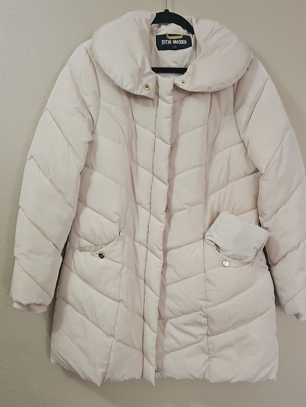 Steve Madden Light Blush Quilted Puffer Coat